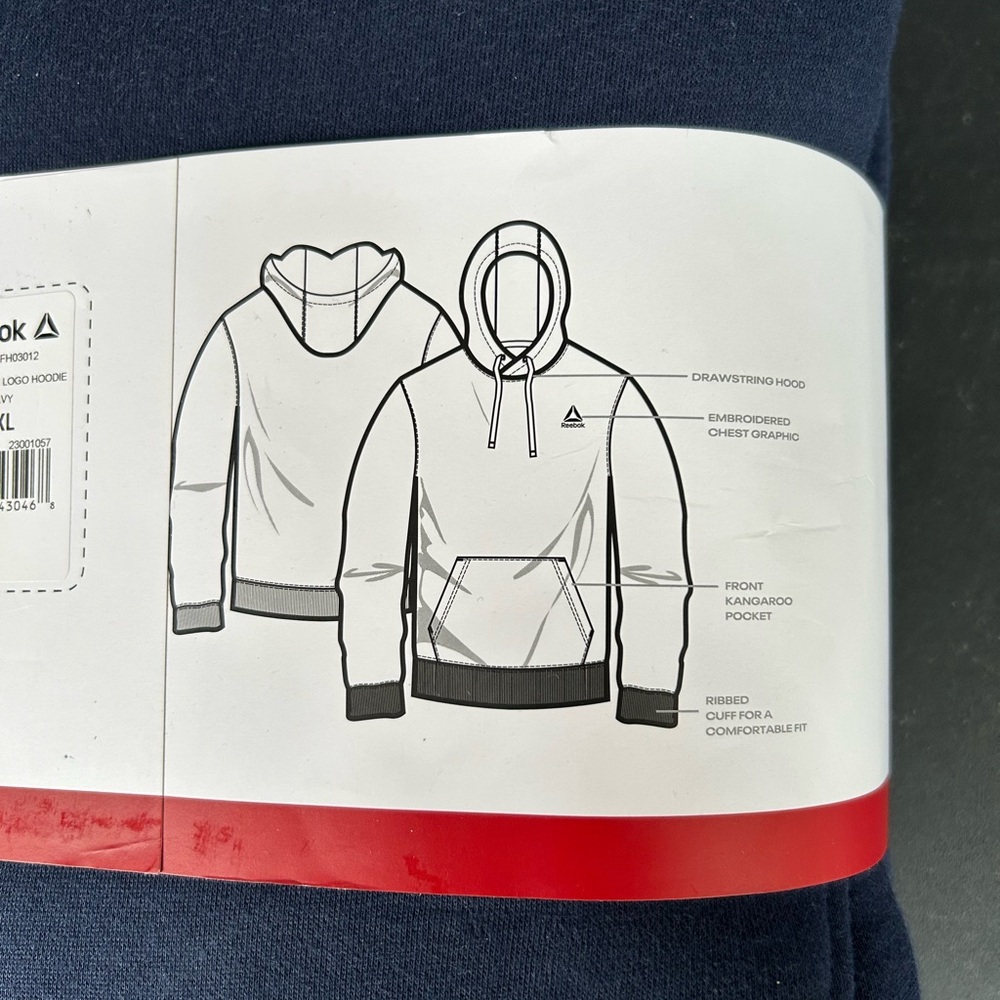 Reebok Relaxed Fit Hoodie, navy size 3XL - Picture 11 of 11